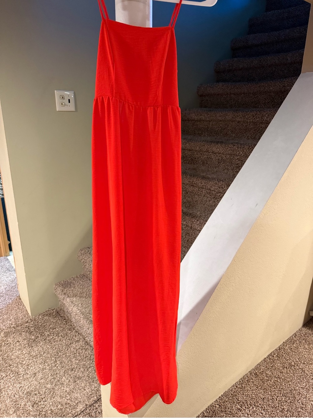 Monteau Red Maxi Dress with Spaghetti Straps